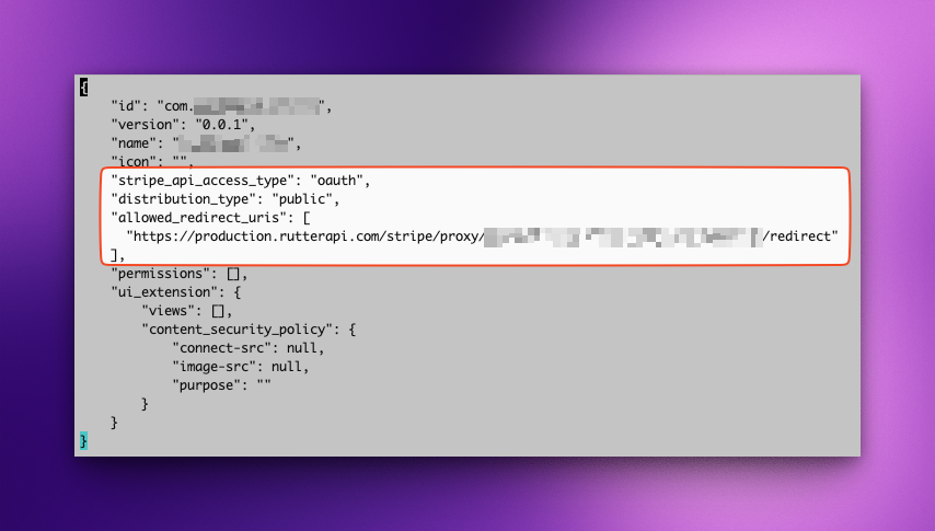 Stripe app oauth configuration